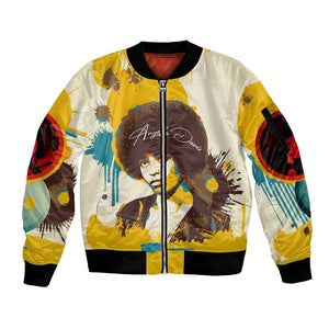 Angela Davis Sleeve Zip Bomber Jacket Bold Pop Art Style Freedom Is a Constant Struggle Quote Civil Rights Activist - African Pride