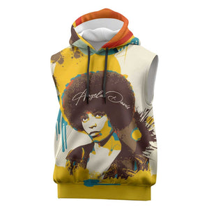 Angela Davis Sleeveless Hoodie Bold Pop Art Style Freedom Is a Constant Struggle Quote Civil Rights Activist - African Pride