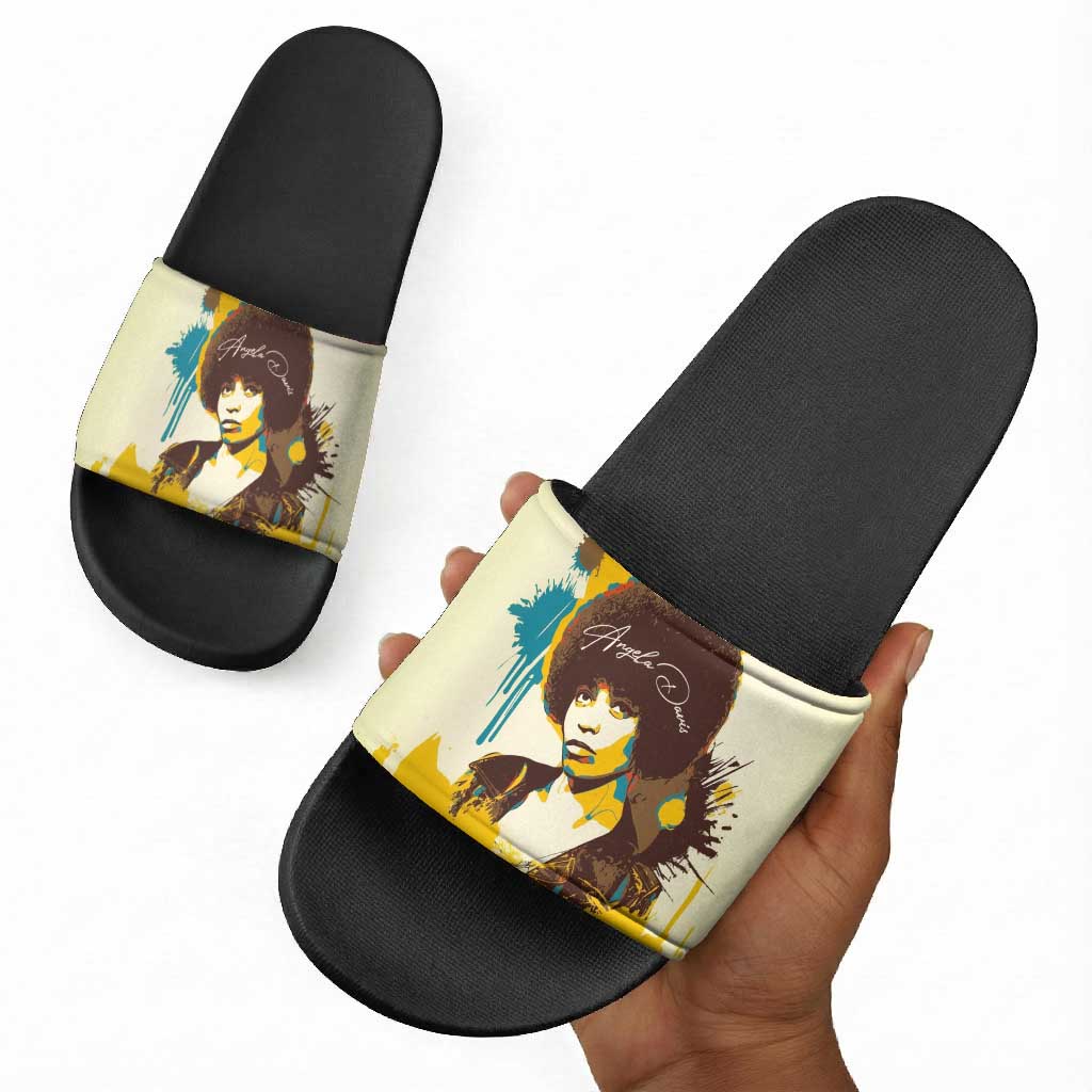 Angela Davis Slide Sandals Bold Pop Art Style Freedom Is a Constant Struggle Quote Civil Rights Activist - African Pride