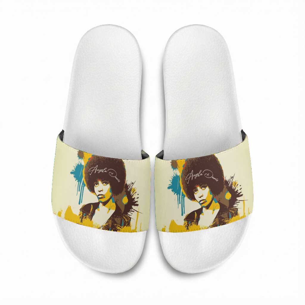 Angela Davis Slide Sandals Bold Pop Art Style Freedom Is a Constant Struggle Quote Civil Rights Activist - African Pride