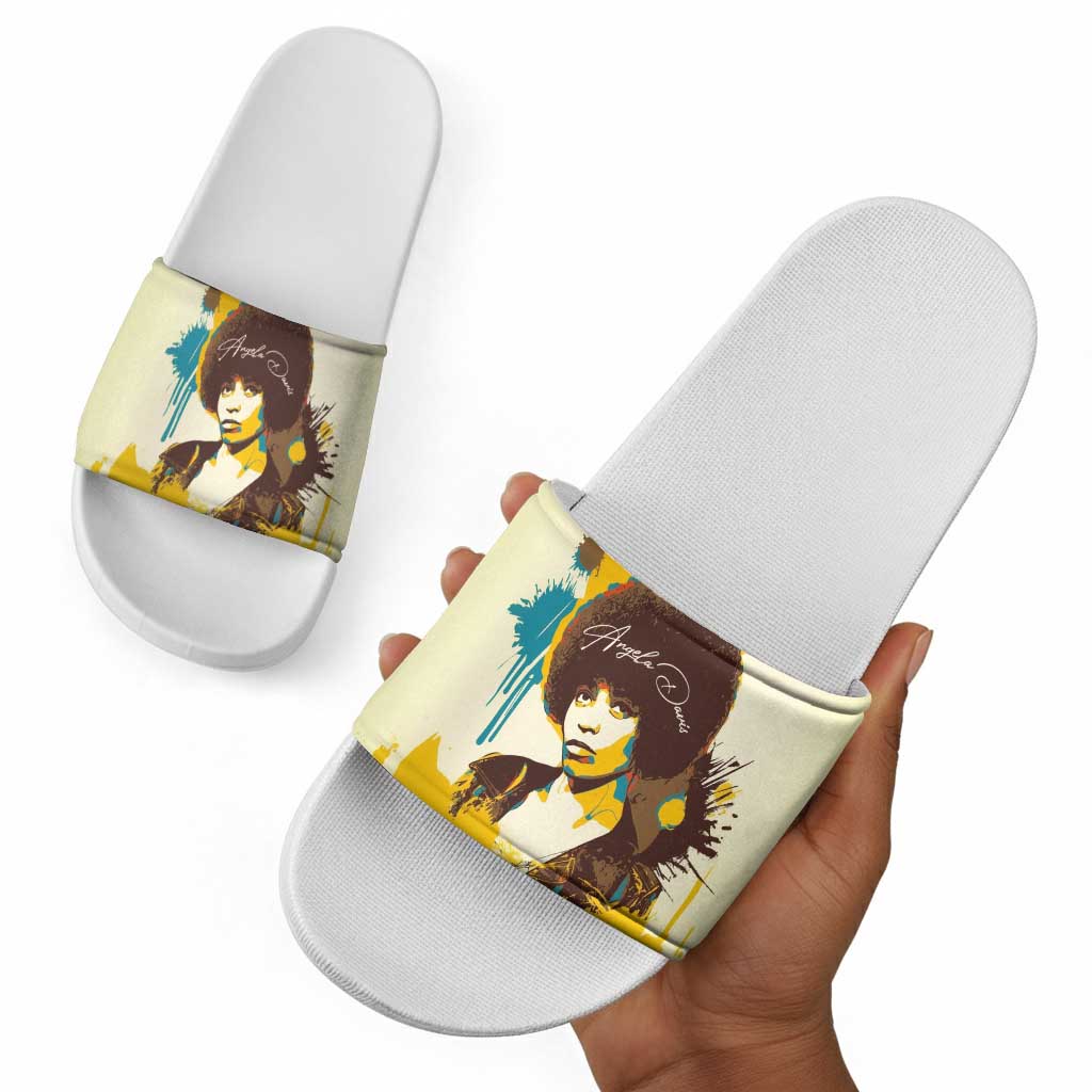 Angela Davis Slide Sandals Bold Pop Art Style Freedom Is a Constant Struggle Quote Civil Rights Activist - African Pride