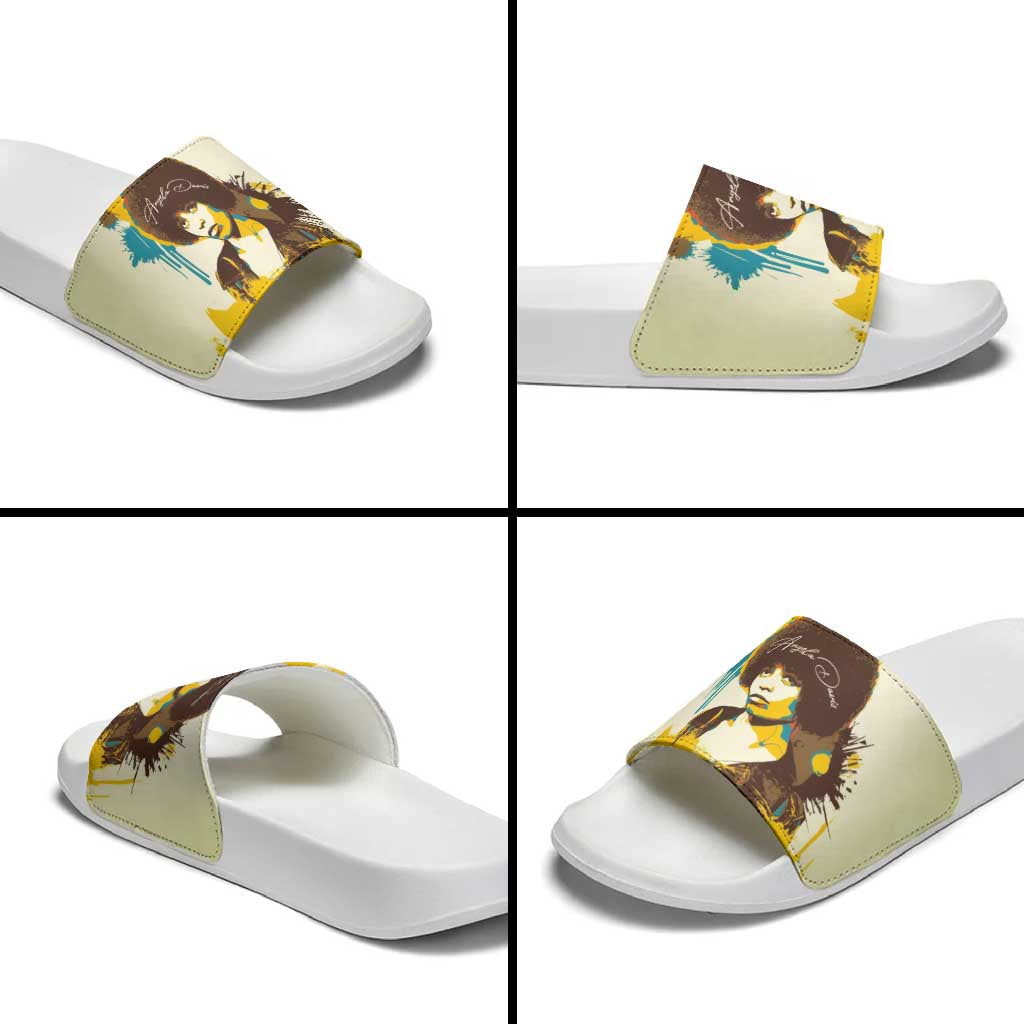 Angela Davis Slide Sandals Bold Pop Art Style Freedom Is a Constant Struggle Quote Civil Rights Activist - African Pride