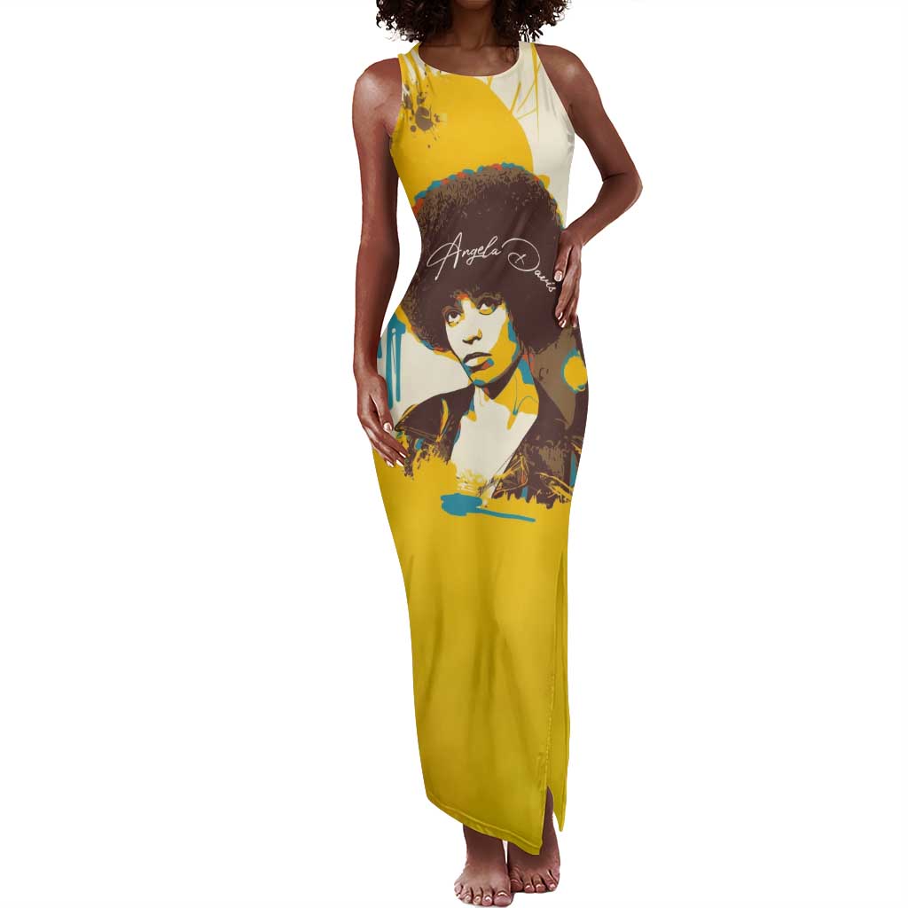 Angela Davis Tank Maxi Dress Bold Pop Art Style Freedom Is a Constant Struggle Quote Civil Rights Activist - African Pride
