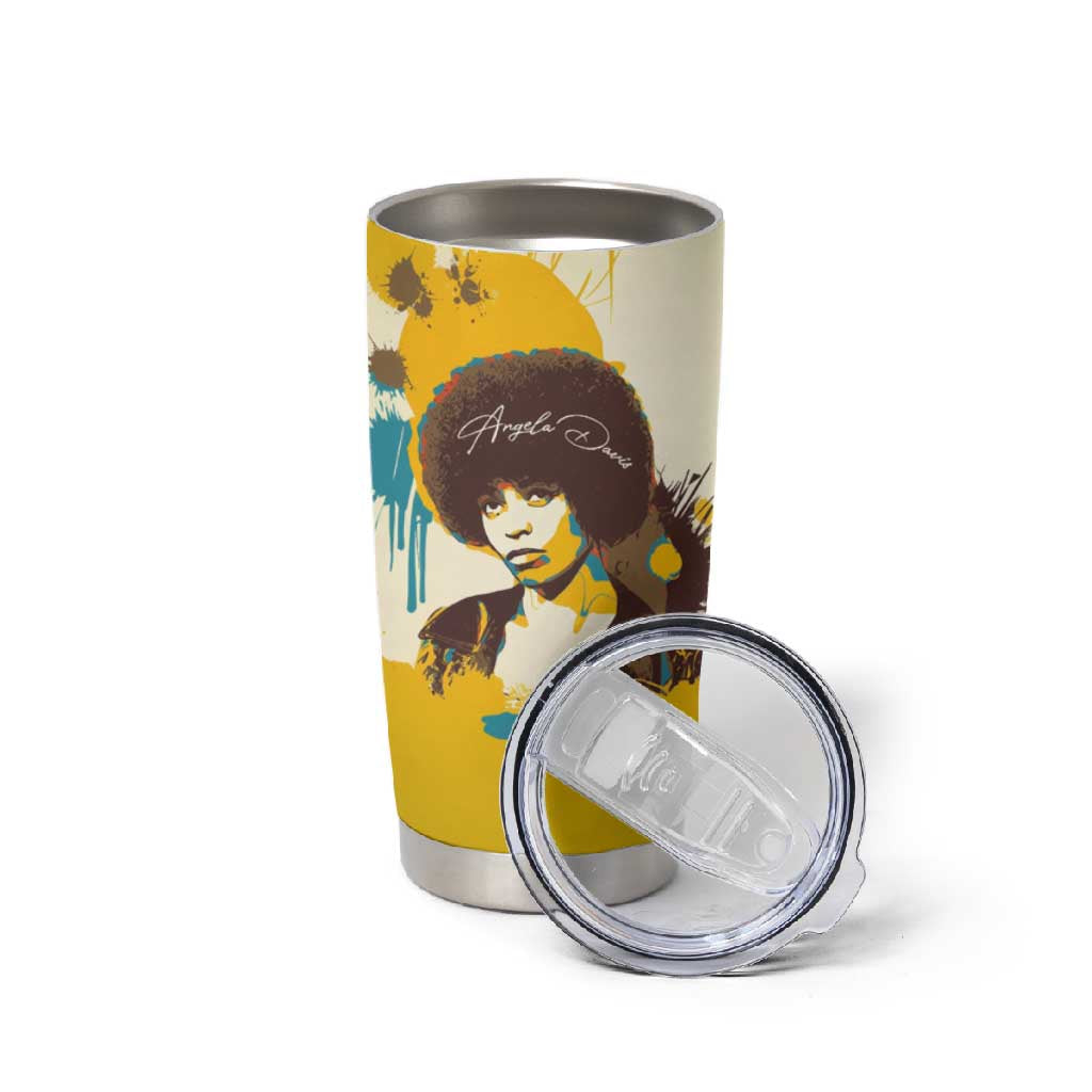 Angela Davis Tumbler Cup Bold Pop Art Style Freedom Is a Constant Struggle Quote Civil Rights Activist - African Pride