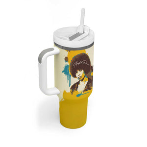 Angela Davis Tumbler With Handle Bold Pop Art Style Freedom Is a Constant Struggle Quote Civil Rights Activist - African Pride