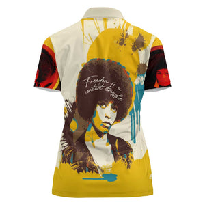 Angela Davis Women Polo Shirt Bold Pop Art Style Freedom Is a Constant Struggle Quote Civil Rights Activist TS04
