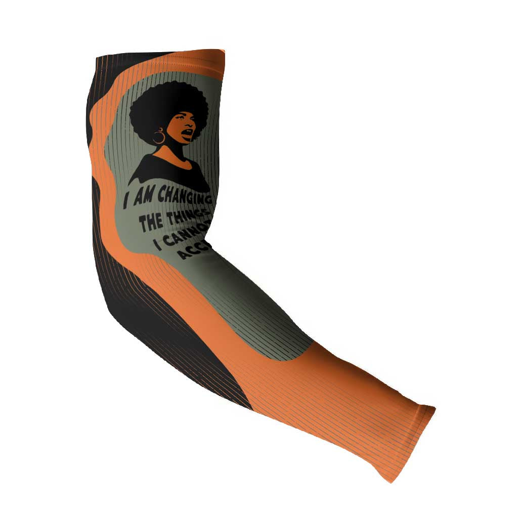 Angela Davis Arm Sleeves Retro Graphic Design I Am Changing the Things I Cannot Accept Quote Civil Rights Empowerment Tribute - African Pride