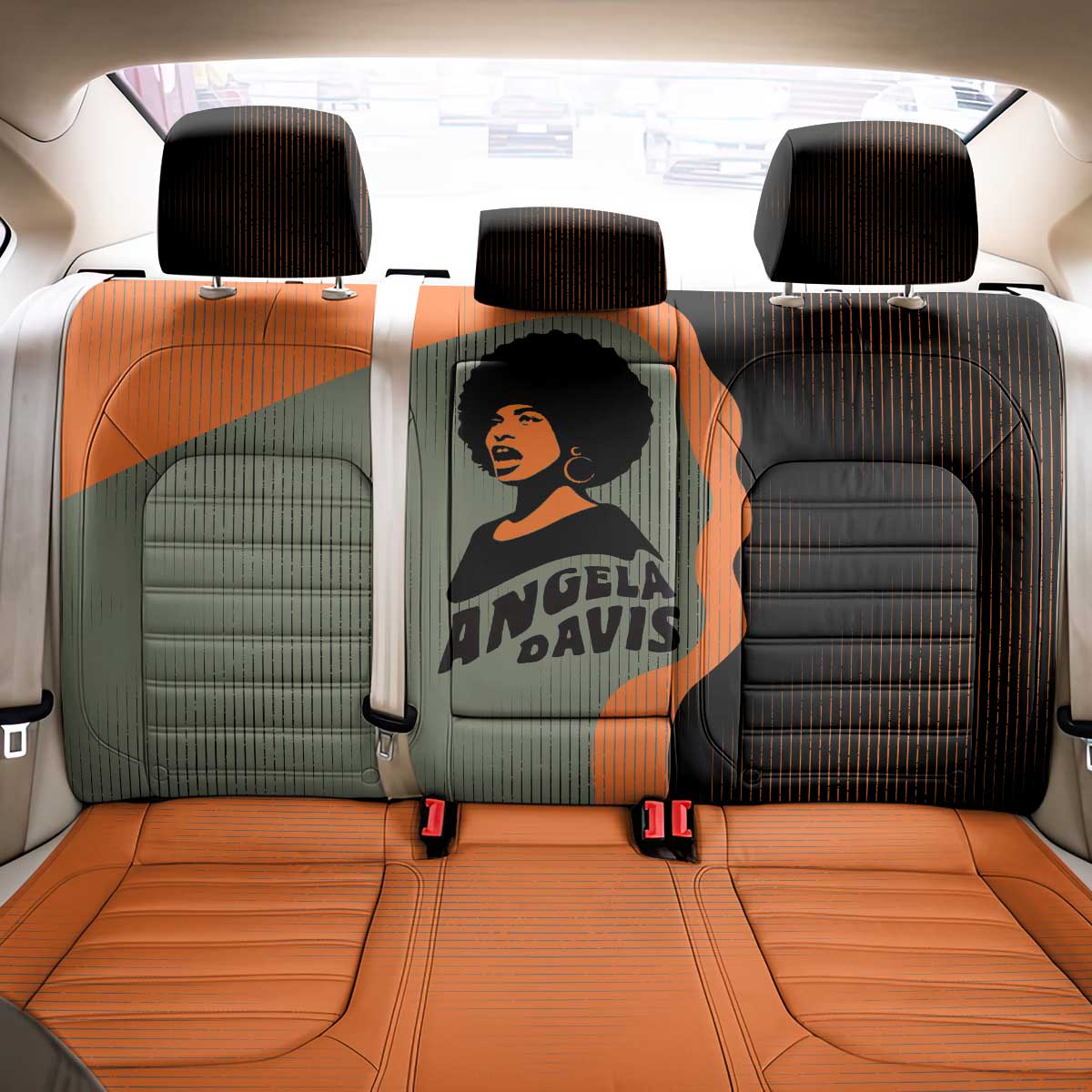 Angela Davis Back Car Seat Cover Retro Graphic Design I Am Changing the Things I Cannot Accept Quote Civil Rights Empowerment Tribute - African Pride