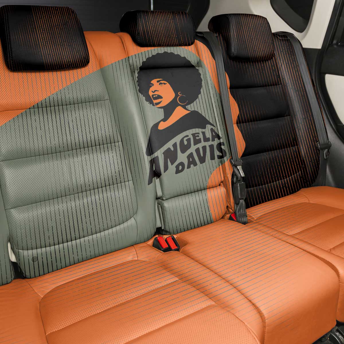 Angela Davis Back Car Seat Cover Retro Graphic Design I Am Changing the Things I Cannot Accept Quote Civil Rights Empowerment Tribute - African Pride