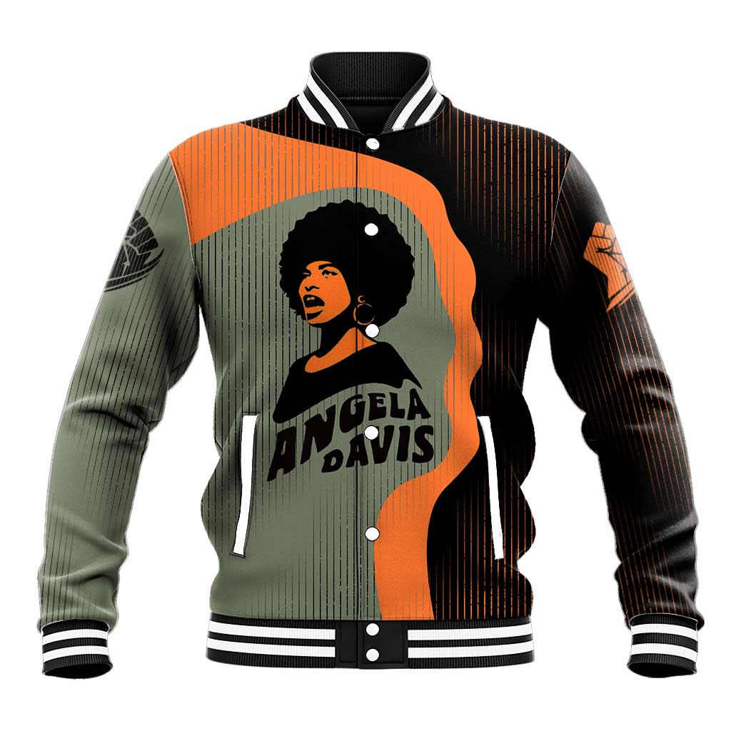 Angela Davis Baseball Jacket Retro Graphic Design I Am Changing the Things I Cannot Accept Quote Civil Rights Empowerment Tribute - African Pride