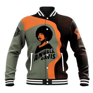 Angela Davis Baseball Jacket Retro Graphic Design I Am Changing the Things I Cannot Accept Quote Civil Rights Empowerment Tribute - African Pride