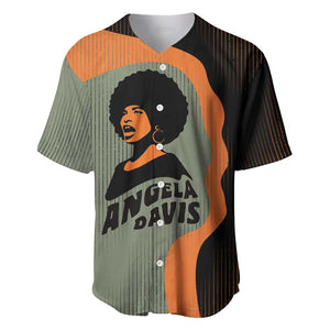 Angela Davis Baseball Jersey Retro Graphic Design I Am Changing the Things I Cannot Accept Quote Civil Rights Empowerment Tribute TS04