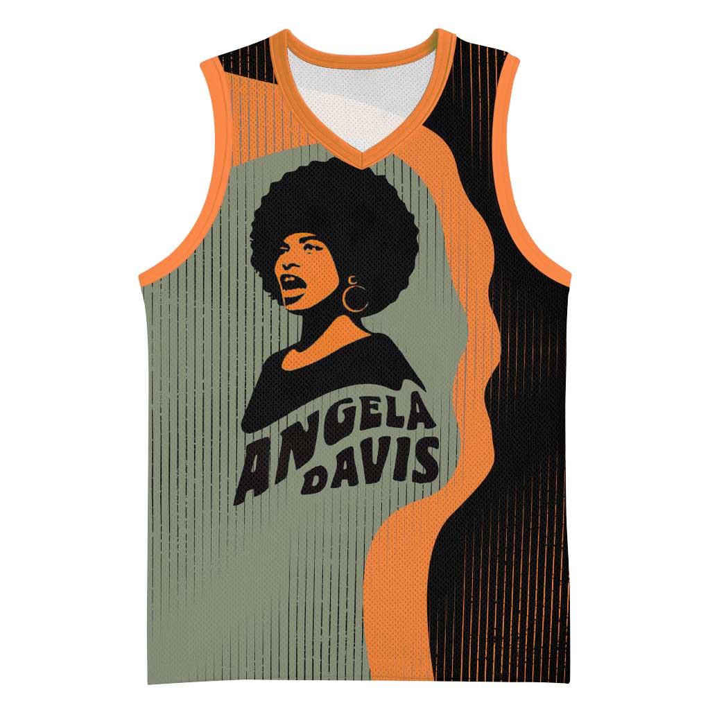 Angela Davis Basketball Jersey Retro Graphic Design I Am Changing the Things I Cannot Accept Quote Civil Rights Empowerment Tribute - African Pride
