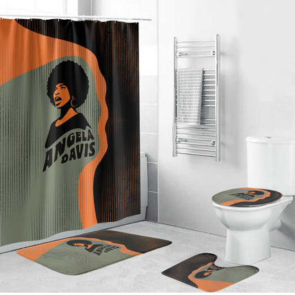 Angela Davis Bathroom Set Retro Graphic Design I Am Changing the Things I Cannot Accept Quote Civil Rights Empowerment Tribute - African Pride