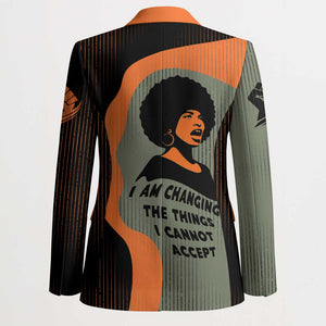 Angela Davis Blazer Retro Graphic Design I Am Changing the Things I Cannot Accept Quote Civil Rights Empowerment Tribute - African Pride