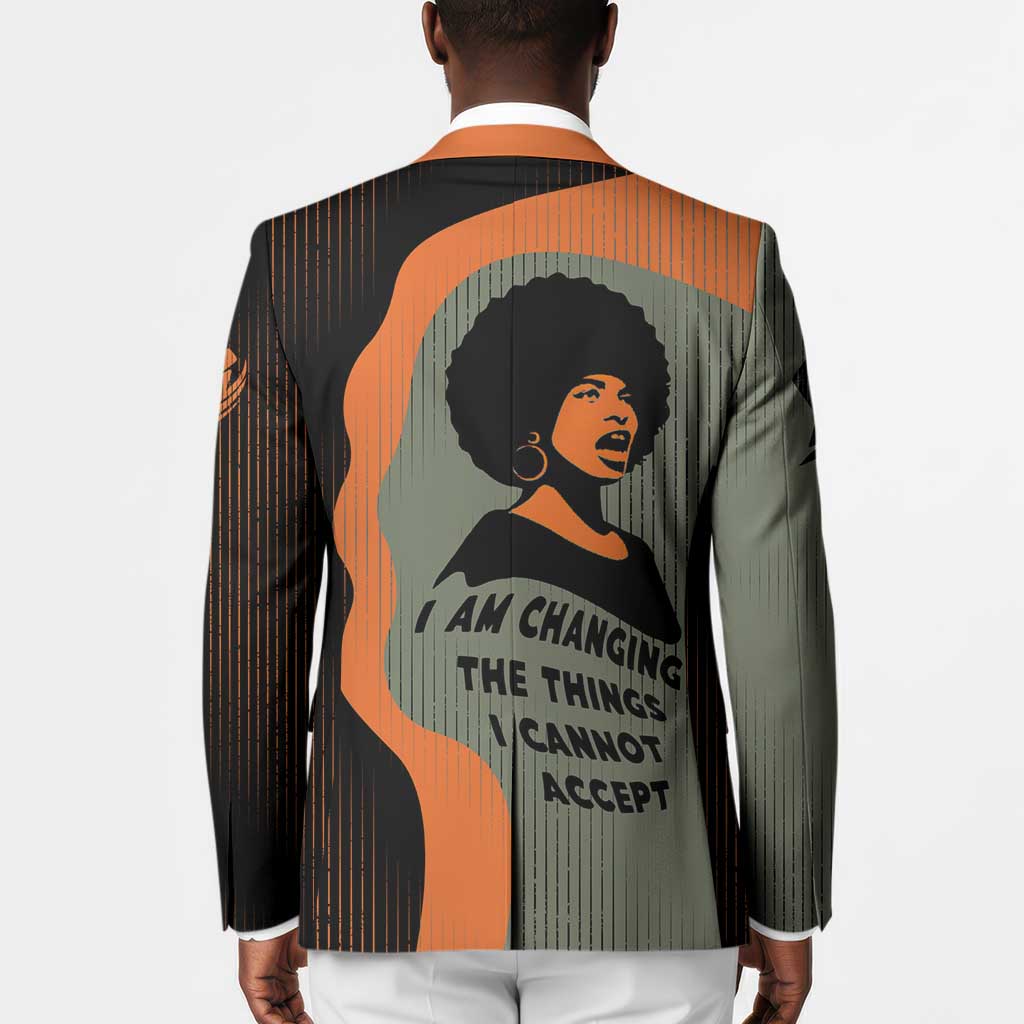 Angela Davis Blazer Retro Graphic Design I Am Changing the Things I Cannot Accept Quote Civil Rights Empowerment Tribute - African Pride