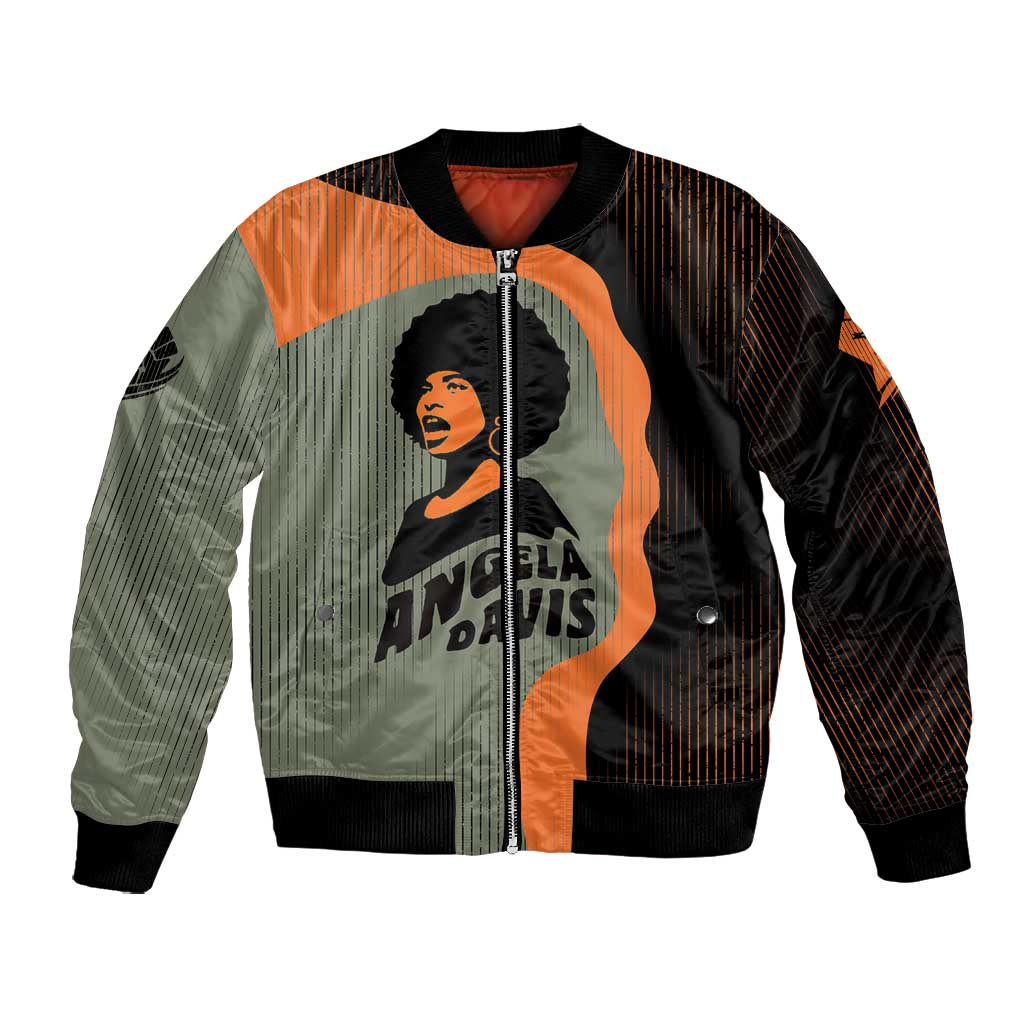 Angela Davis Bomber Jacket Retro Graphic Design I Am Changing the Things I Cannot Accept Quote Civil Rights Empowerment Tribute - African Pride
