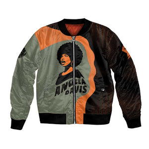 Angela Davis Bomber Jacket Retro Graphic Design I Am Changing the Things I Cannot Accept Quote Civil Rights Empowerment Tribute - African Pride