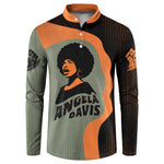 Angela Davis Button Sweatshirt Retro Graphic Design I Am Changing the Things I Cannot Accept Quote Civil Rights Empowerment Tribute