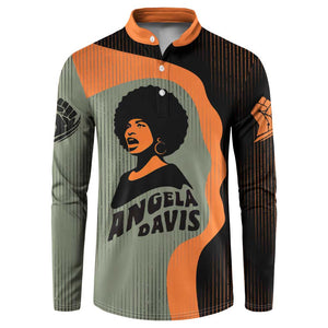 Angela Davis Button Sweatshirt Retro Graphic Design I Am Changing the Things I Cannot Accept Quote Civil Rights Empowerment Tribute