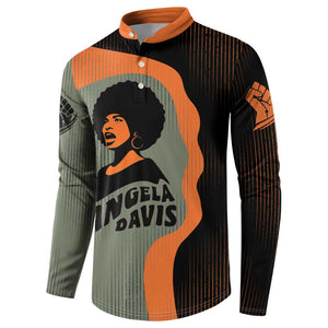 Angela Davis Button Sweatshirt Retro Graphic Design I Am Changing the Things I Cannot Accept Quote Civil Rights Empowerment Tribute