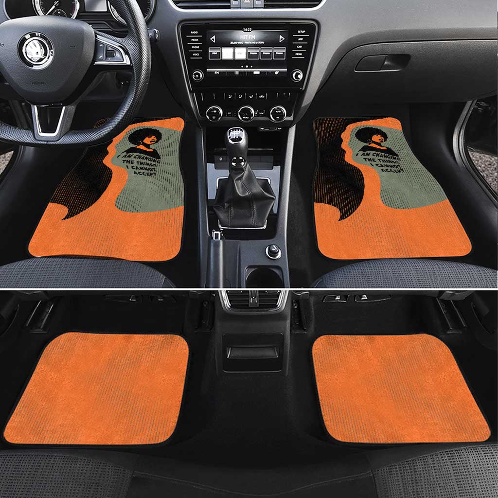 Angela Davis Car Mats Retro Graphic Design I Am Changing the Things I Cannot Accept Quote Civil Rights Empowerment Tribute - African Pride