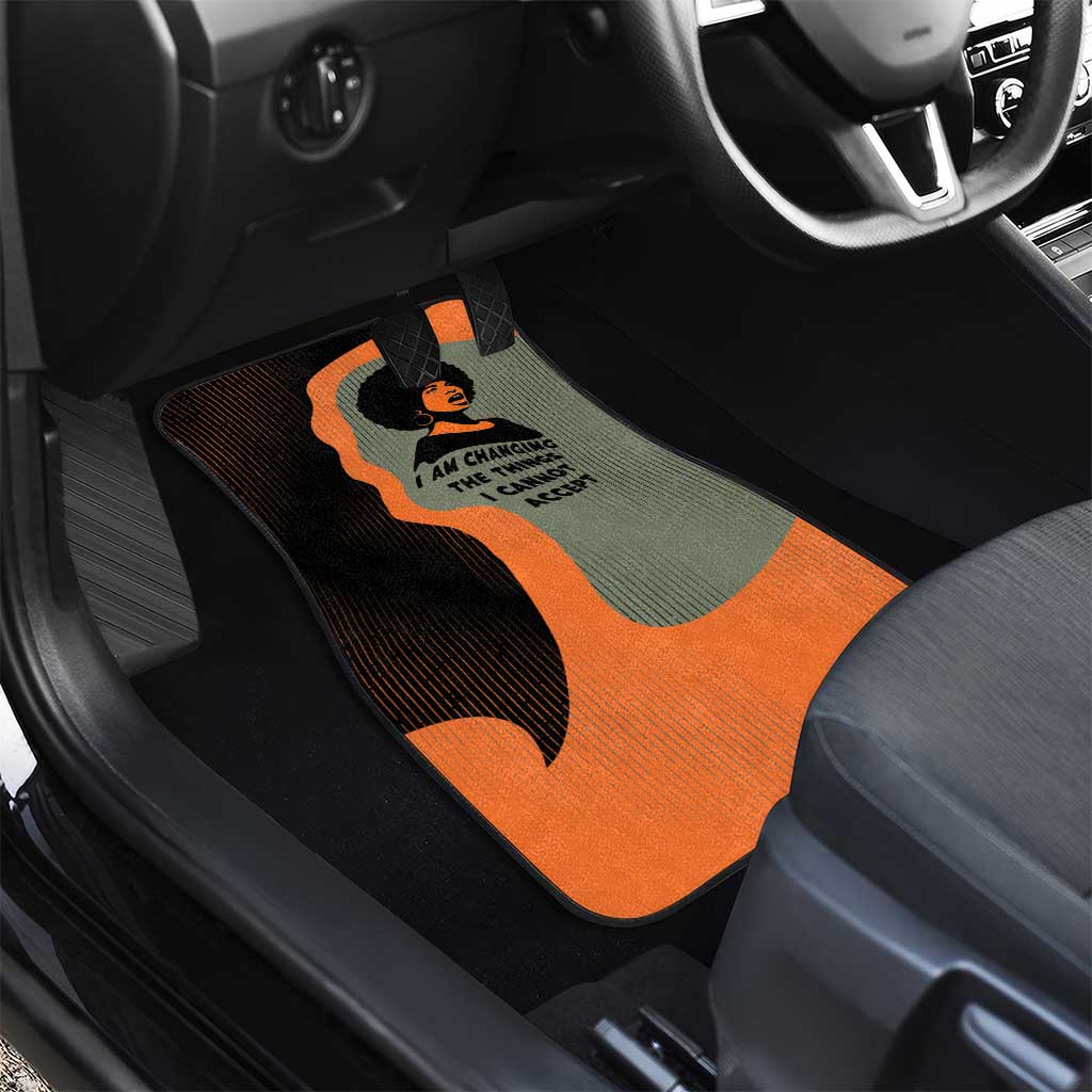 Angela Davis Car Mats Retro Graphic Design I Am Changing the Things I Cannot Accept Quote Civil Rights Empowerment Tribute - African Pride