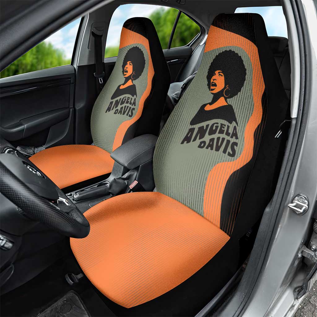 Angela Davis Car Seat Cover Retro Graphic Design I Am Changing the Things I Cannot Accept Quote Civil Rights Empowerment Tribute - African Pride