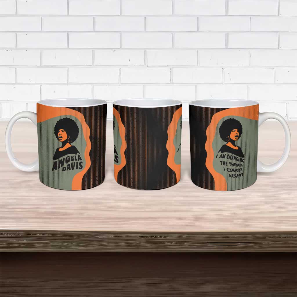 Angela Davis Ceramic Mug Retro Graphic Design I Am Changing the Things I Cannot Accept Quote Civil Rights Empowerment Tribute - African Pride