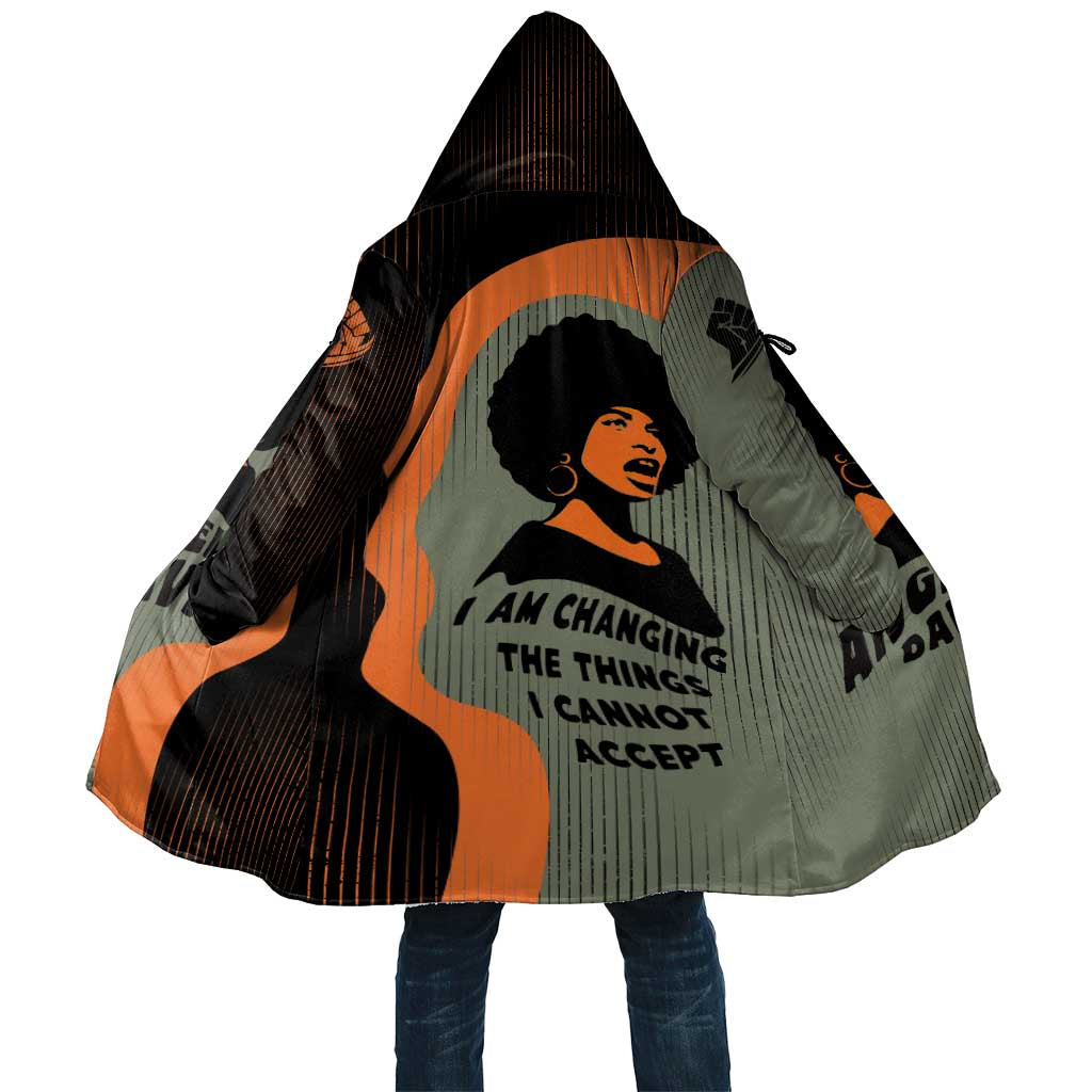 Angela Davis Cloak Retro Graphic Design I Am Changing the Things I Cannot Accept Quote Civil Rights Empowerment Tribute - African Pride