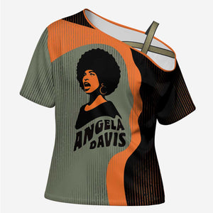 Angela Davis Cross Shoulder Shirt Retro Graphic Design I Am Changing the Things I Cannot Accept Quote Civil Rights Empowerment Tribute - African Pride