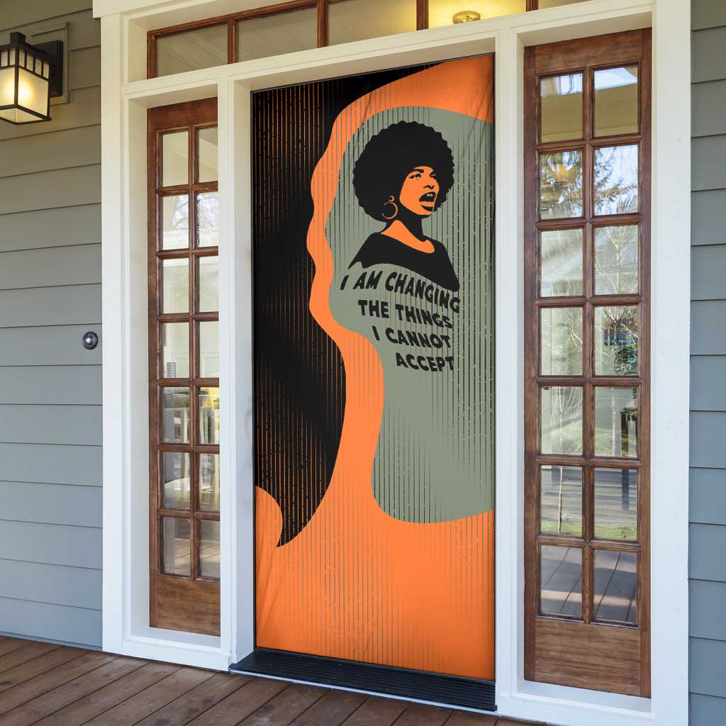 Angela Davis Door Cover Retro Graphic Design I Am Changing the Things I Cannot Accept Quote Civil Rights Empowerment Tribute - African Pride