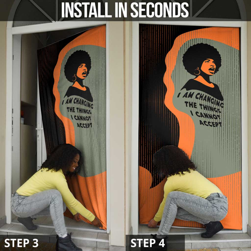 Angela Davis Door Cover Retro Graphic Design I Am Changing the Things I Cannot Accept Quote Civil Rights Empowerment Tribute - African Pride