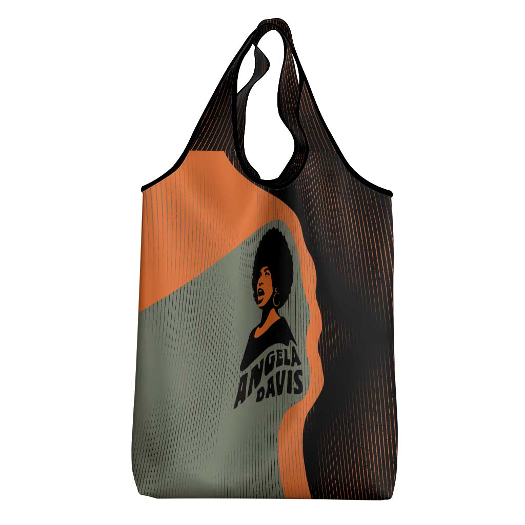 Angela Davis Grocery Bag Retro Graphic Design I Am Changing the Things I Cannot Accept Quote Civil Rights Empowerment Tribute - African Pride