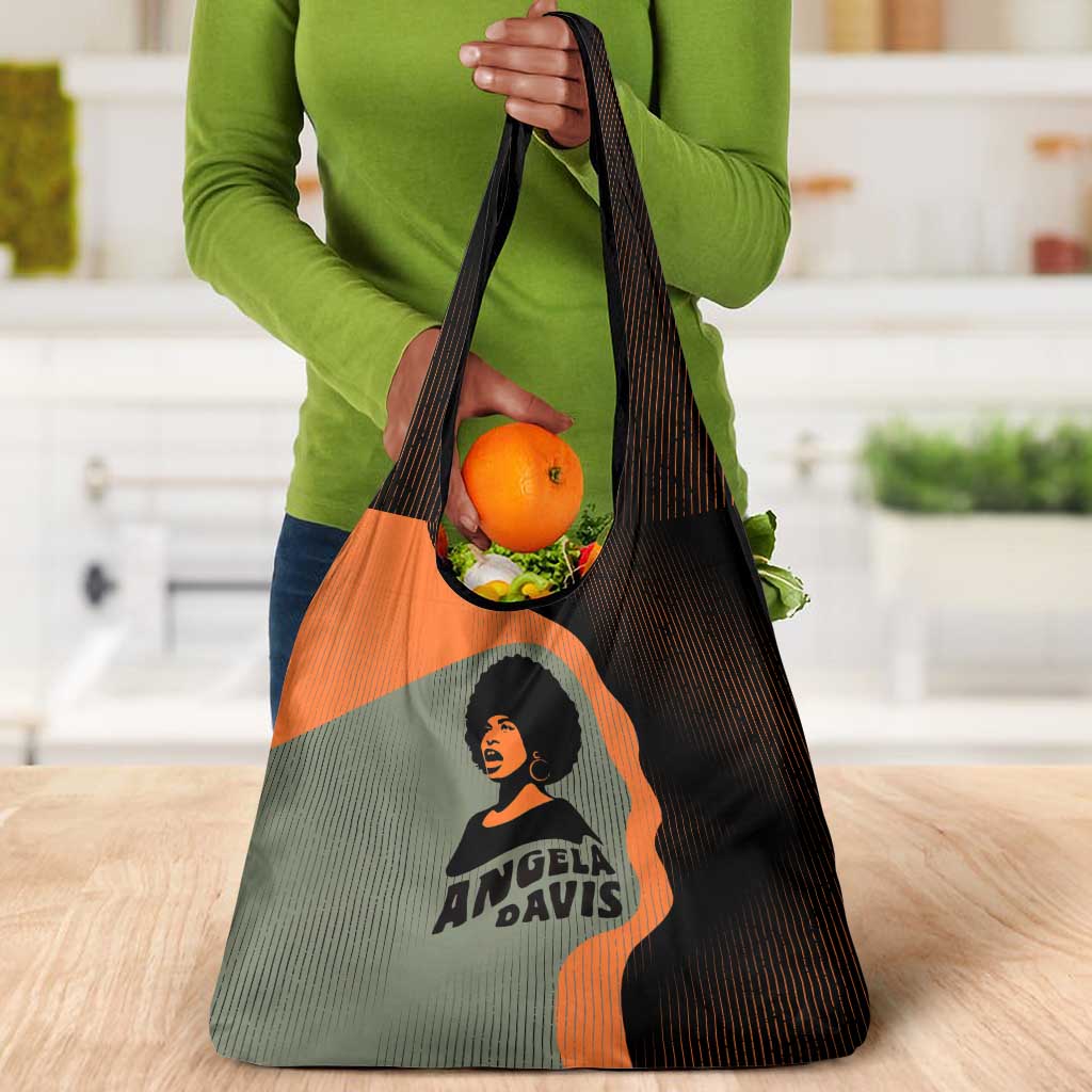 Angela Davis Grocery Bag Retro Graphic Design I Am Changing the Things I Cannot Accept Quote Civil Rights Empowerment Tribute - African Pride