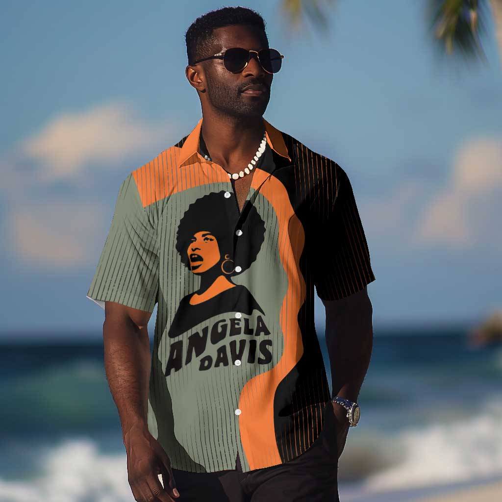 Angela Davis Hawaiian Shirt Retro Graphic Design I Am Changing the Things I Cannot Accept Quote Civil Rights Empowerment Tribute TS04