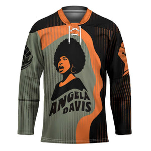 Angela Davis Hockey Jersey Retro Graphic Design I Am Changing the Things I Cannot Accept Quote Civil Rights Empowerment Tribute - African Pride