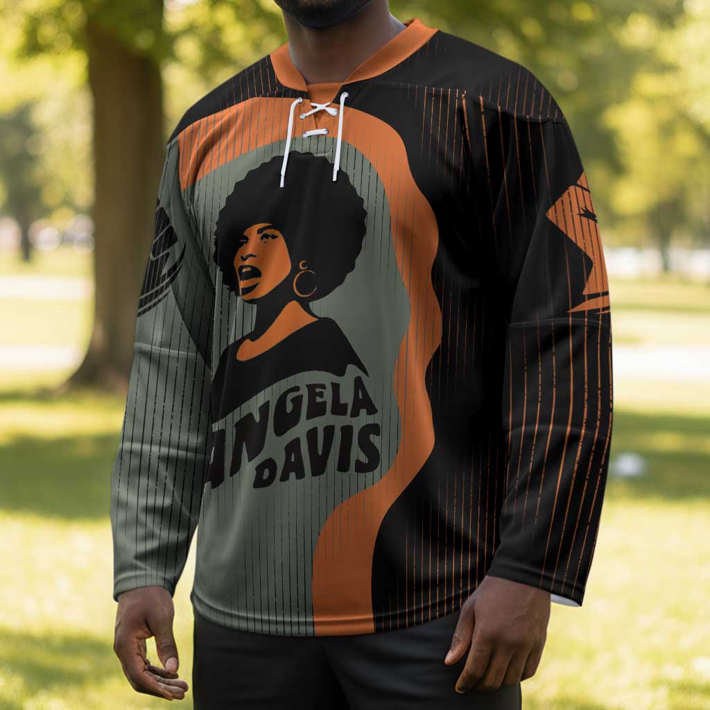 Angela Davis Hockey Jersey Retro Graphic Design I Am Changing the Things I Cannot Accept Quote Civil Rights Empowerment Tribute - African Pride