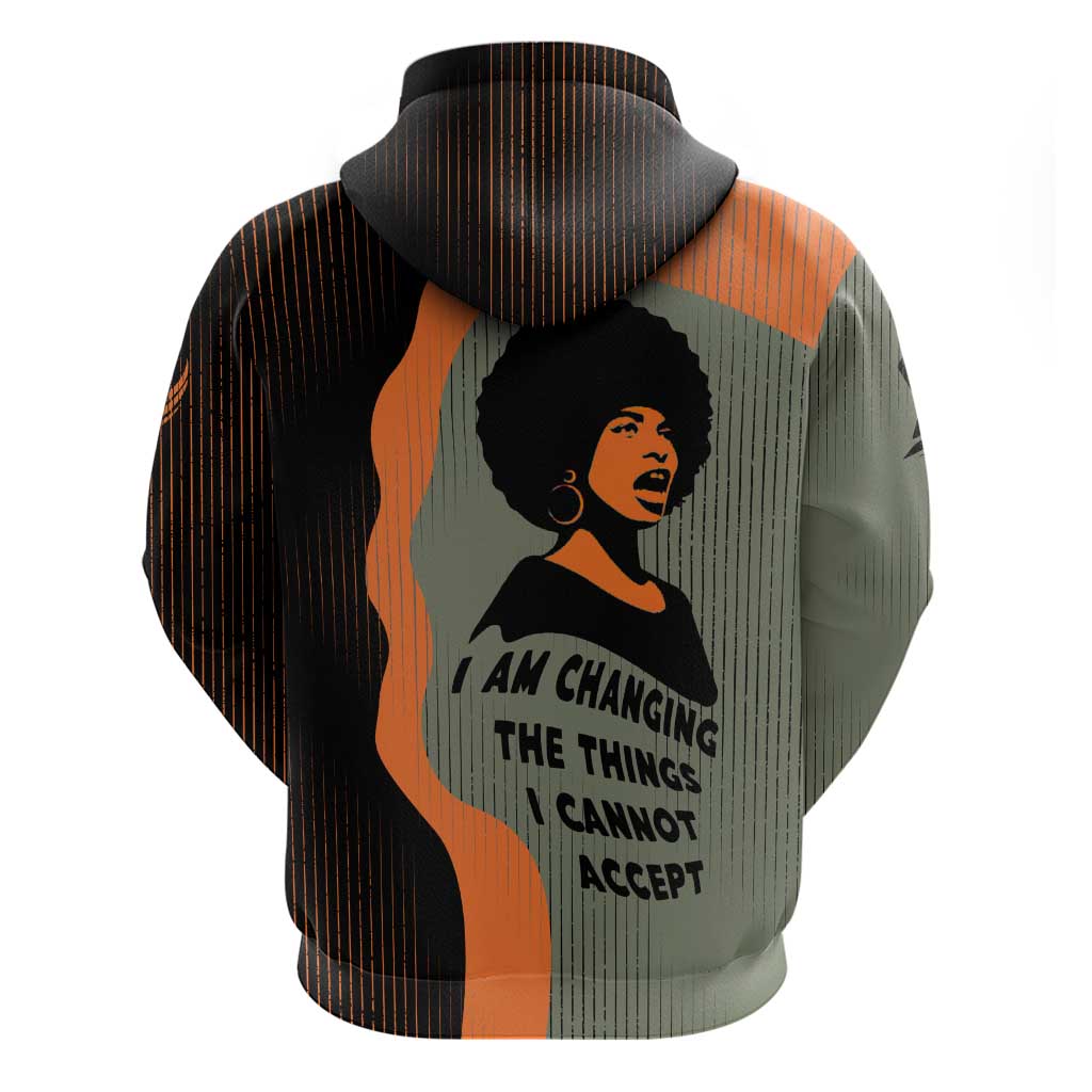 Angela Davis Hoodie Retro Graphic Design I Am Changing the Things I Cannot Accept Quote Civil Rights Empowerment Tribute - African Pride
