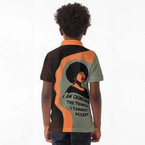 Angela Davis Kid Polo Shirt Retro Graphic Design I Am Changing the Things I Cannot Accept Quote Civil Rights Empowerment Tribute TS04