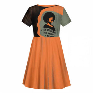 Angela Davis Kid Short Sleeve Dress Retro Graphic Design I Am Changing the Things I Cannot Accept Quote Civil Rights Empowerment Tribute TS04