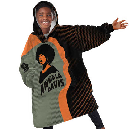 Angela Davis Kid Wearable Blanket Hoodie Retro Graphic Design I Am Changing the Things I Cannot Accept Quote Civil Rights Empowerment Tribute - African Pride