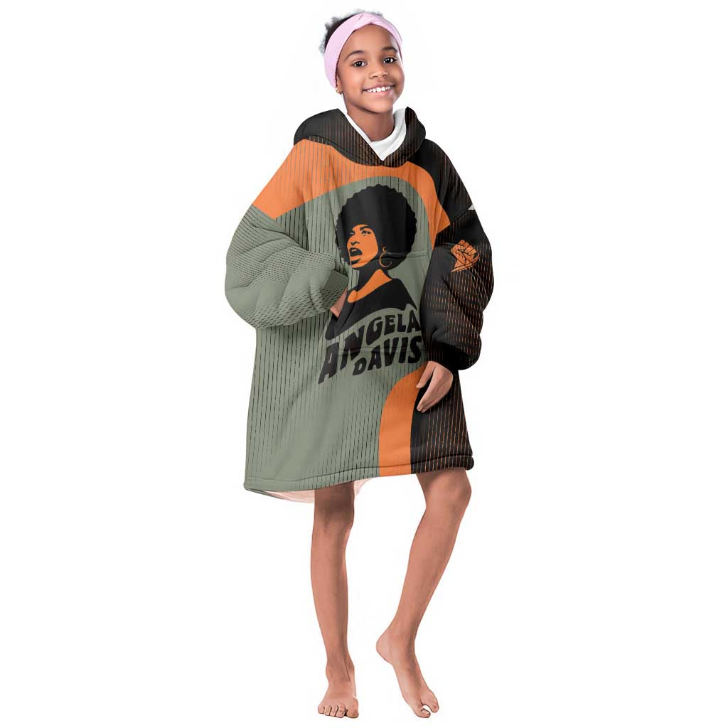 Angela Davis Kid Wearable Blanket Hoodie Retro Graphic Design I Am Changing the Things I Cannot Accept Quote Civil Rights Empowerment Tribute - African Pride