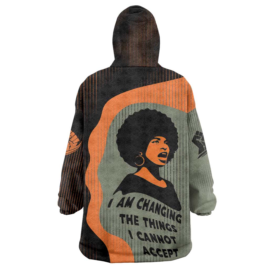 Angela Davis Kid Wearable Blanket Hoodie Retro Graphic Design I Am Changing the Things I Cannot Accept Quote Civil Rights Empowerment Tribute - African Pride