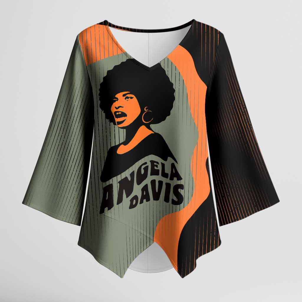Angela Davis Kimono Sleeve Blouse Retro Graphic Design I Am Changing the Things I Cannot Accept Quote Civil Rights Empowerment Tribute - African Pride