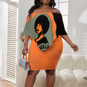 Angela Davis Off Shoulder Short Dress Retro Graphic Design I Am Changing the Things I Cannot Accept Quote Civil Rights Empowerment Tribute - African Pride
