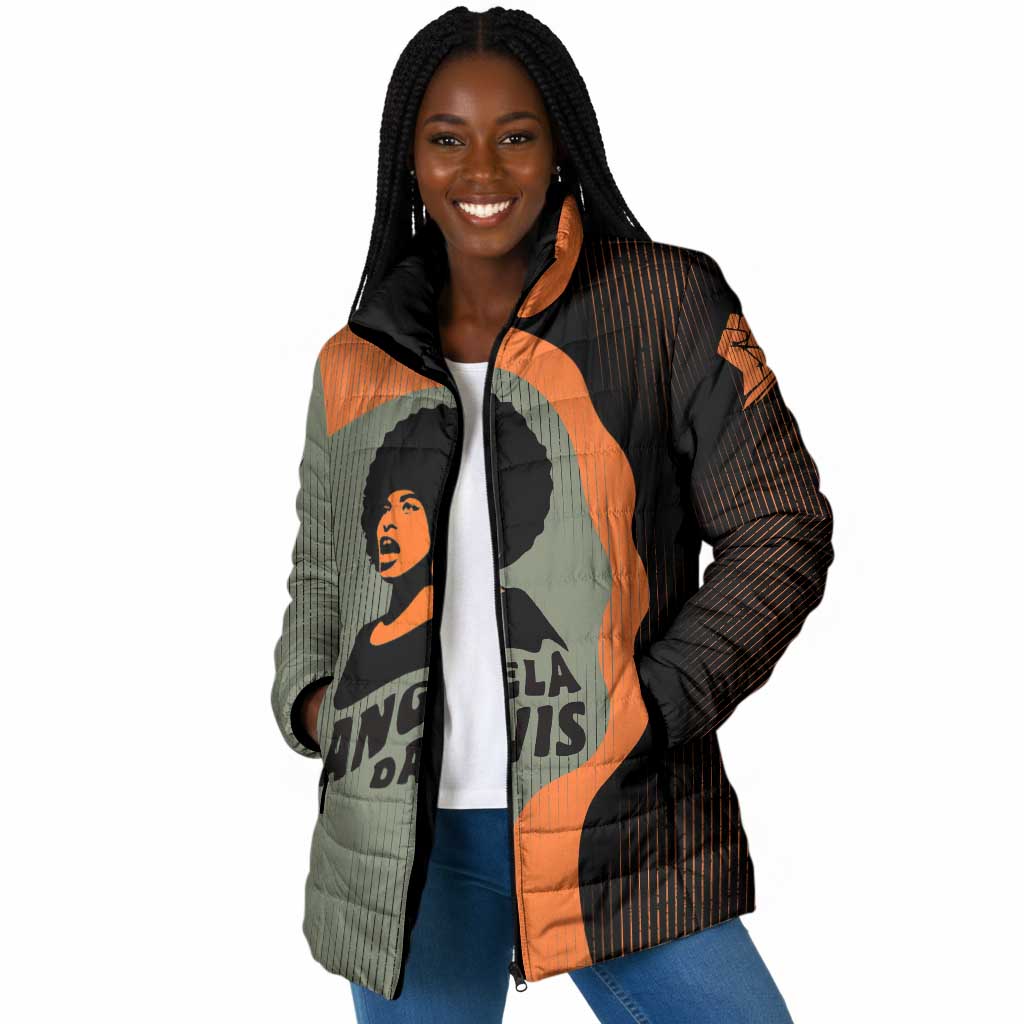 Angela Davis Padded Jacket Retro Graphic Design I Am Changing the Things I Cannot Accept Quote Civil Rights Empowerment Tribute - African Pride