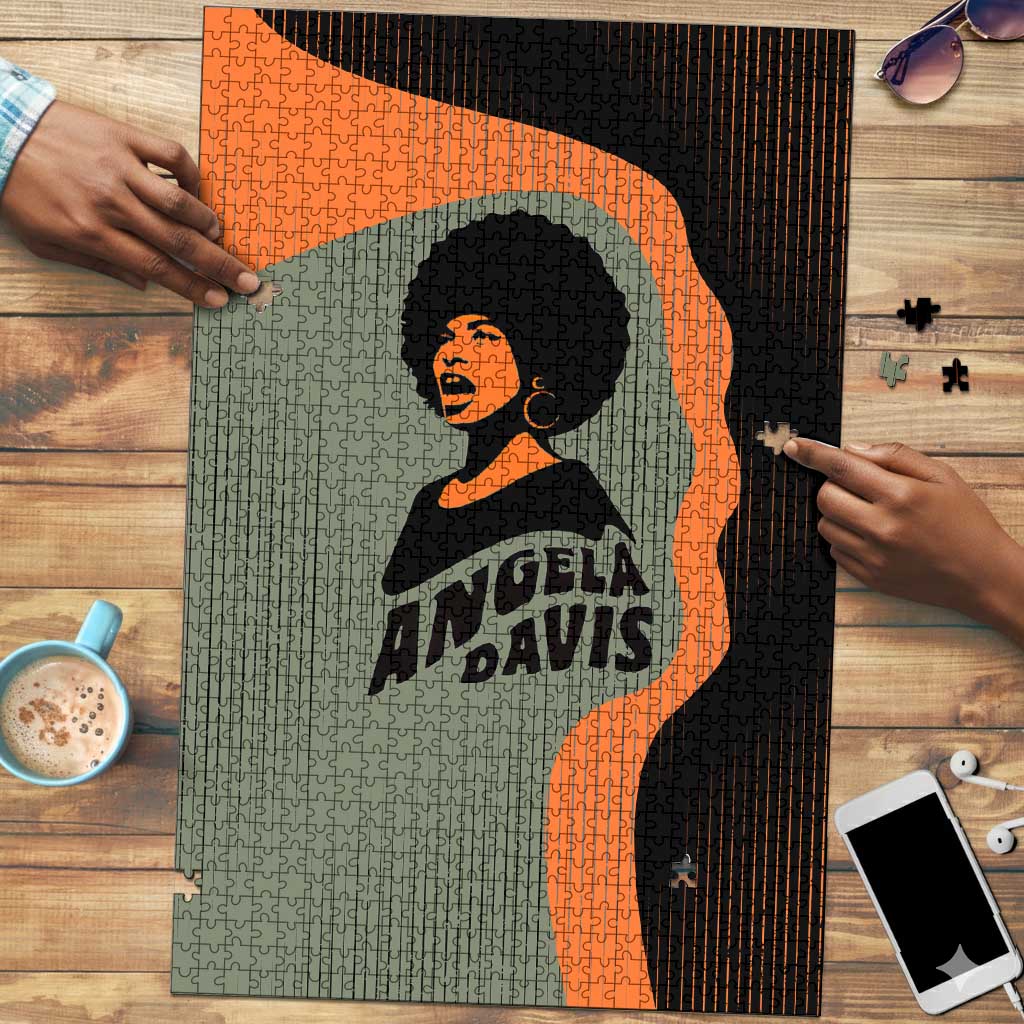 Angela Davis Puzzle Retro Graphic Design I Am Changing the Things I Cannot Accept Quote Civil Rights Empowerment Tribute - African Pride