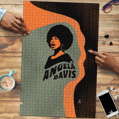 Angela Davis Puzzle Retro Graphic Design I Am Changing the Things I Cannot Accept Quote Civil Rights Empowerment Tribute - African Pride