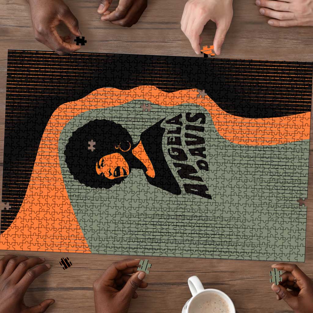 Angela Davis Puzzle Retro Graphic Design I Am Changing the Things I Cannot Accept Quote Civil Rights Empowerment Tribute - African Pride